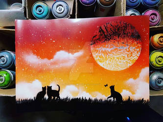 cats in the sunset