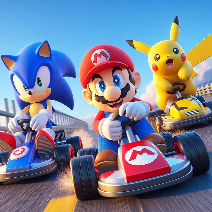 Sonic, Mario Pikachu Racing by steveo-hart on DeviantArt