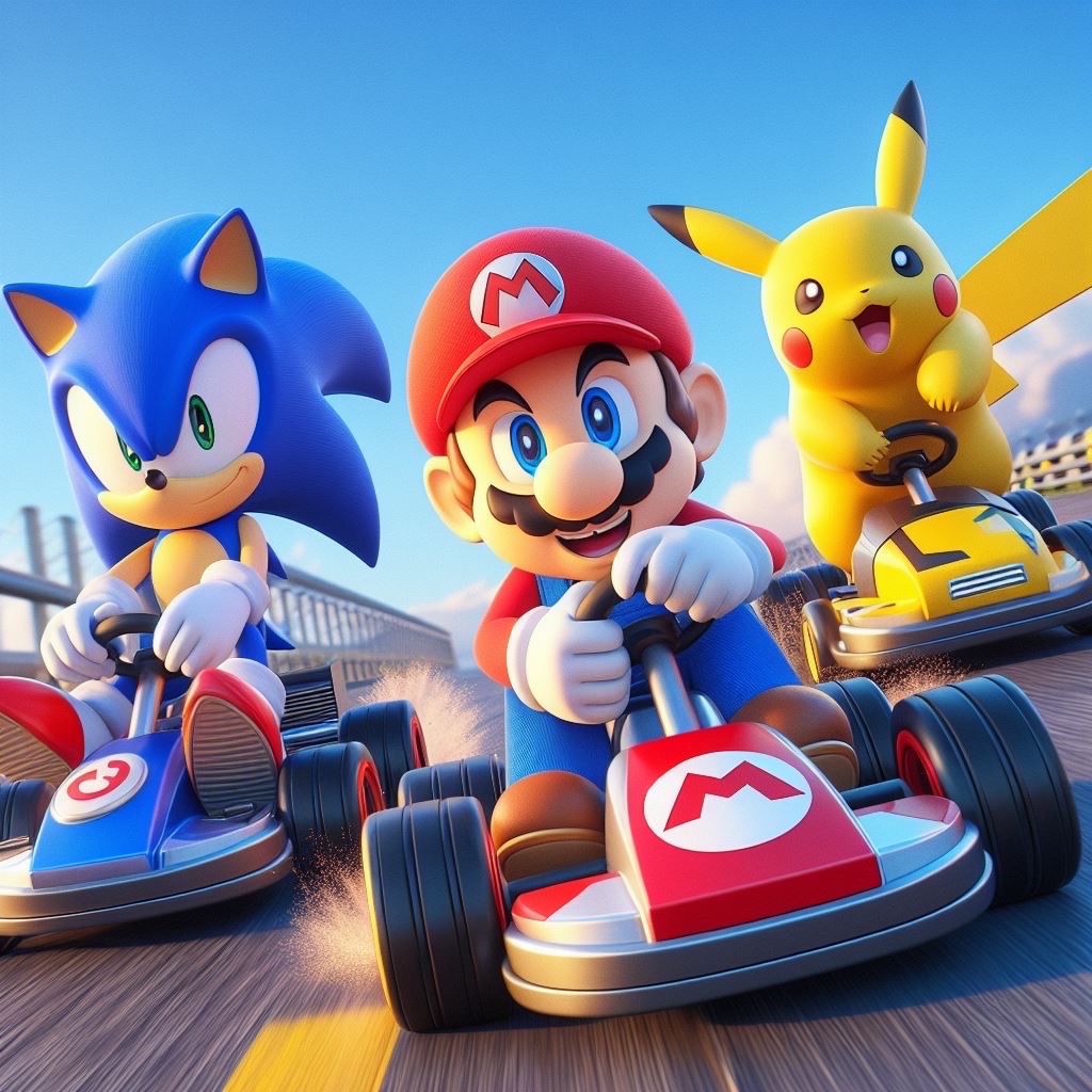 Sonic, Mario Pikachu Racing by steveo-hart on DeviantArt