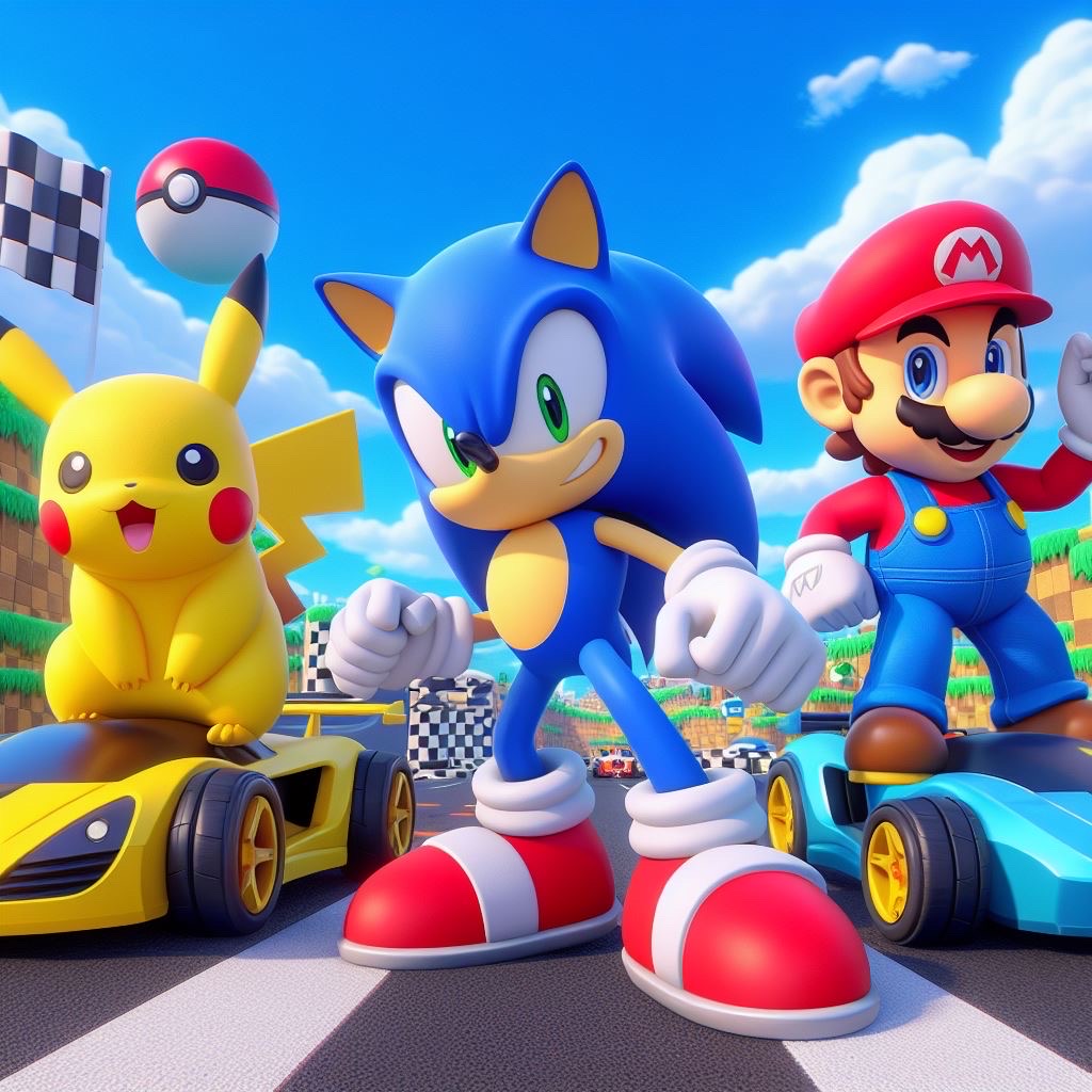 Sonic, Mario Pikachu Racing 3 by steveo-hart on DeviantArt