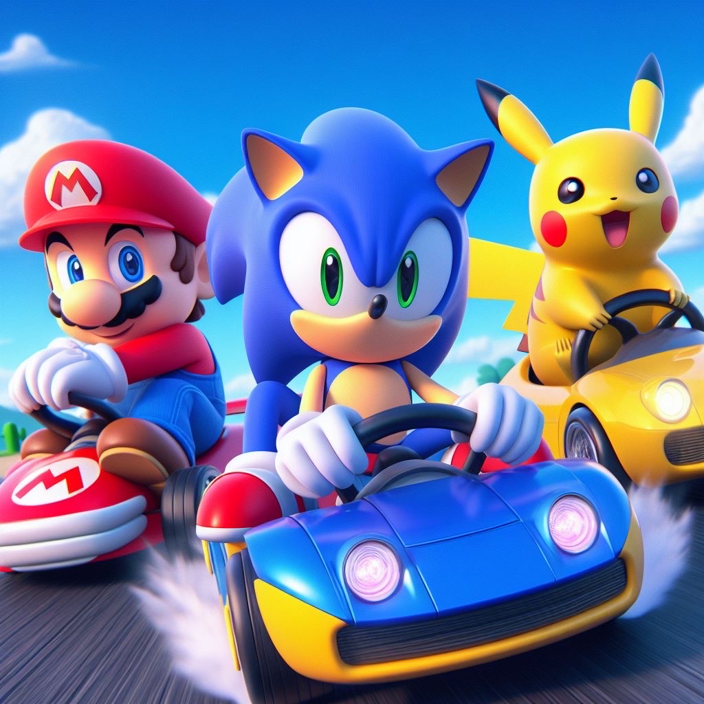 Sonic, Mario Pikachu Racing 5 by steveo-hart on DeviantArt
