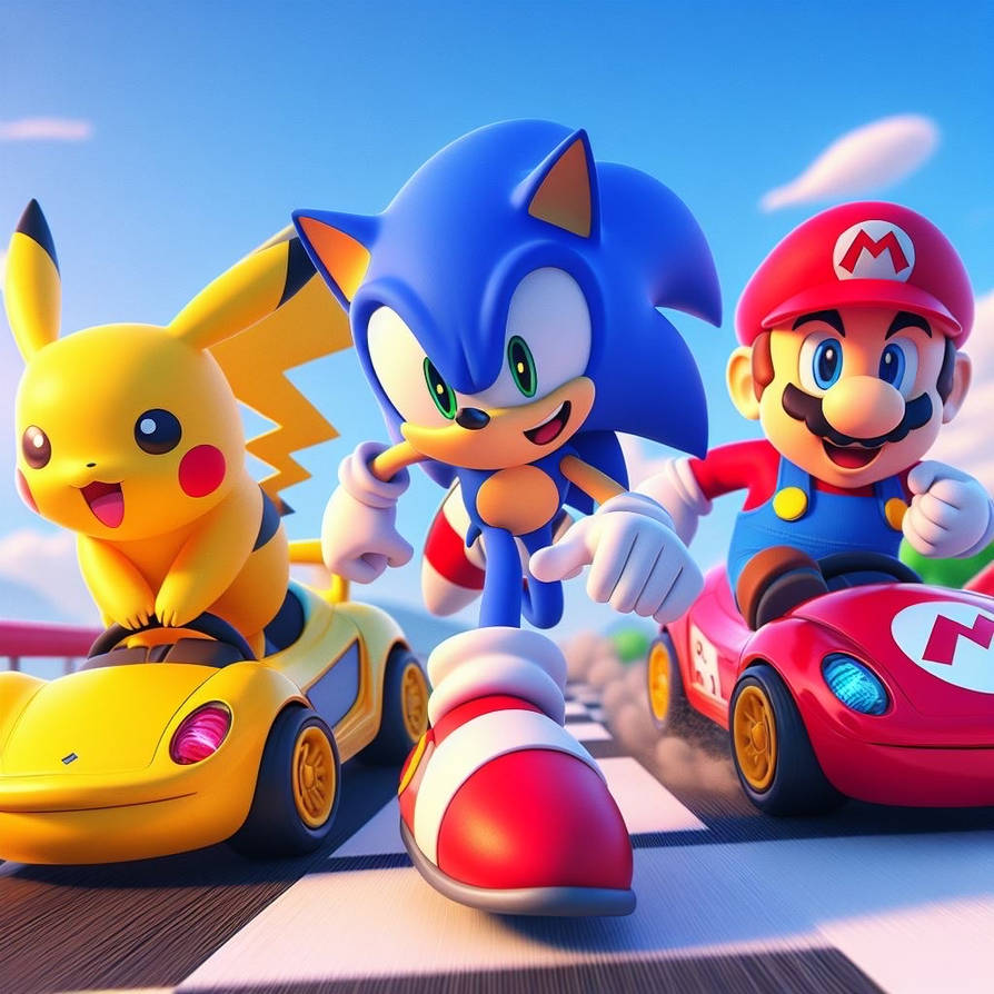 Sonic, Mario Pikachu Racing 6 by steveo-hart on DeviantArt
