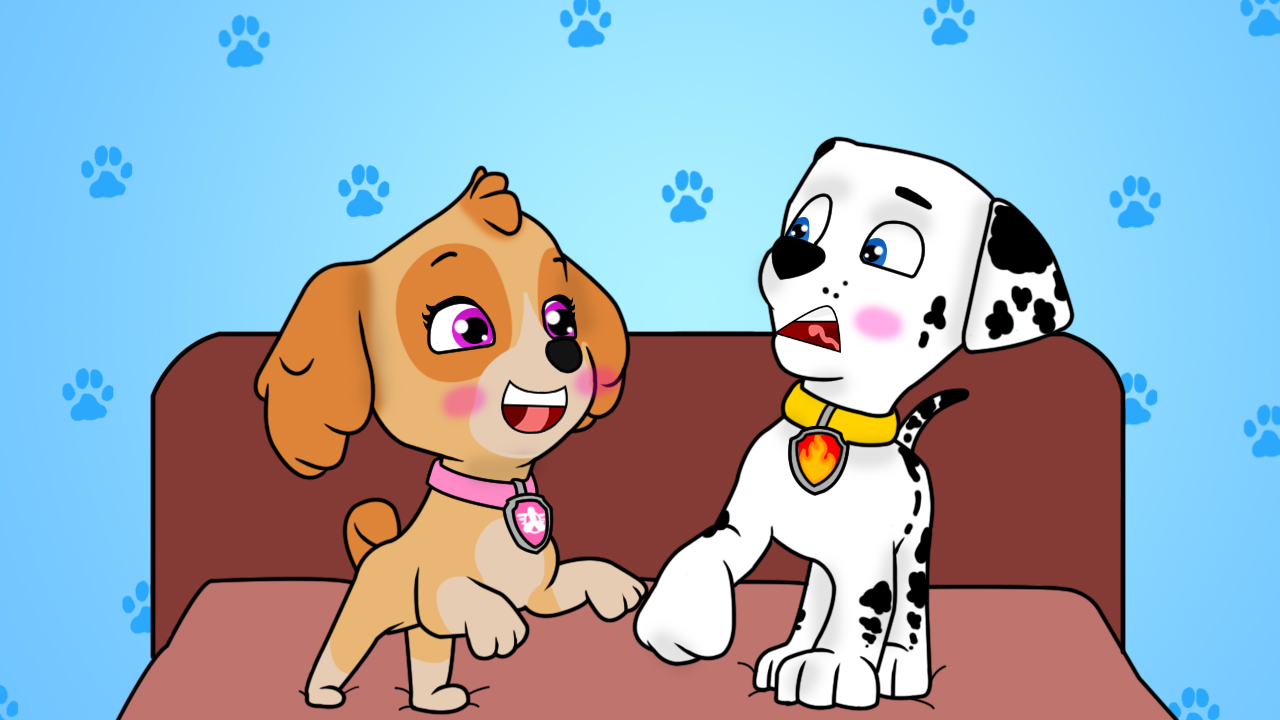 paw patrol marshall and skye kiss