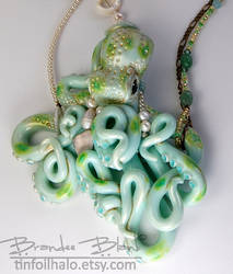 Porcelain Teal Octopus Necklace by TinfoilHalo