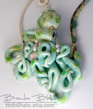 Porcelain Teal Octopus Necklace