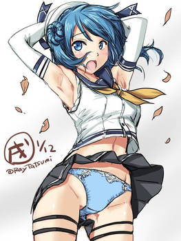 Wind upskirt blue pantie artist:raytastsumi