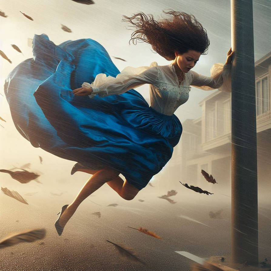 Windy blue satin skirt in storm and blouse by Fumikagee on DeviantArt