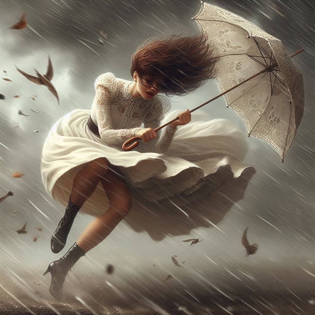 Girl stuck in a storm windy dress and hair by Fumikagee on DeviantArt