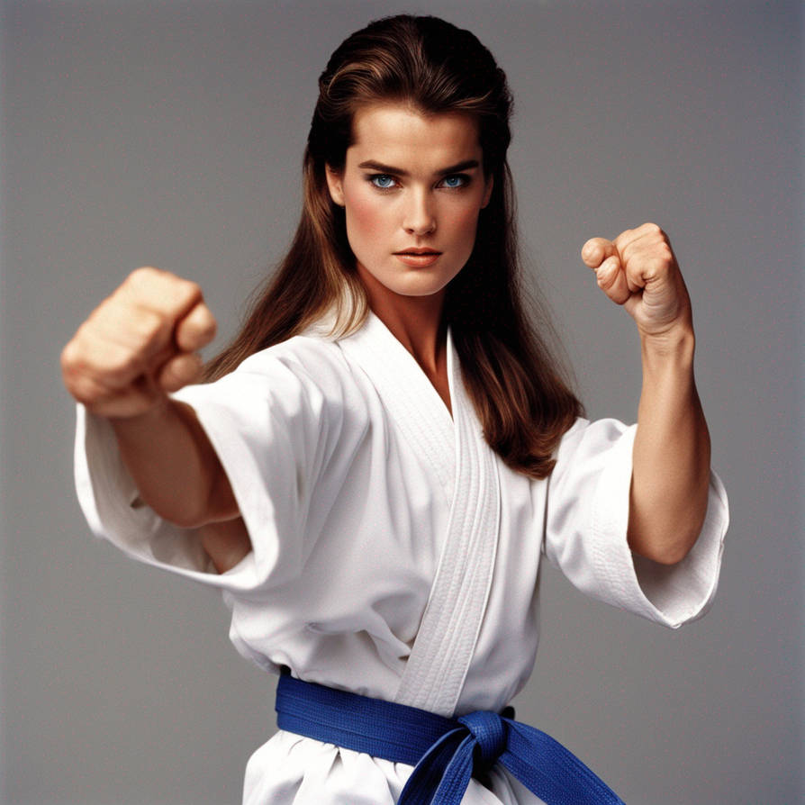 Brooke Shields karate punch