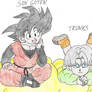 Goten and Trunks on a cloud