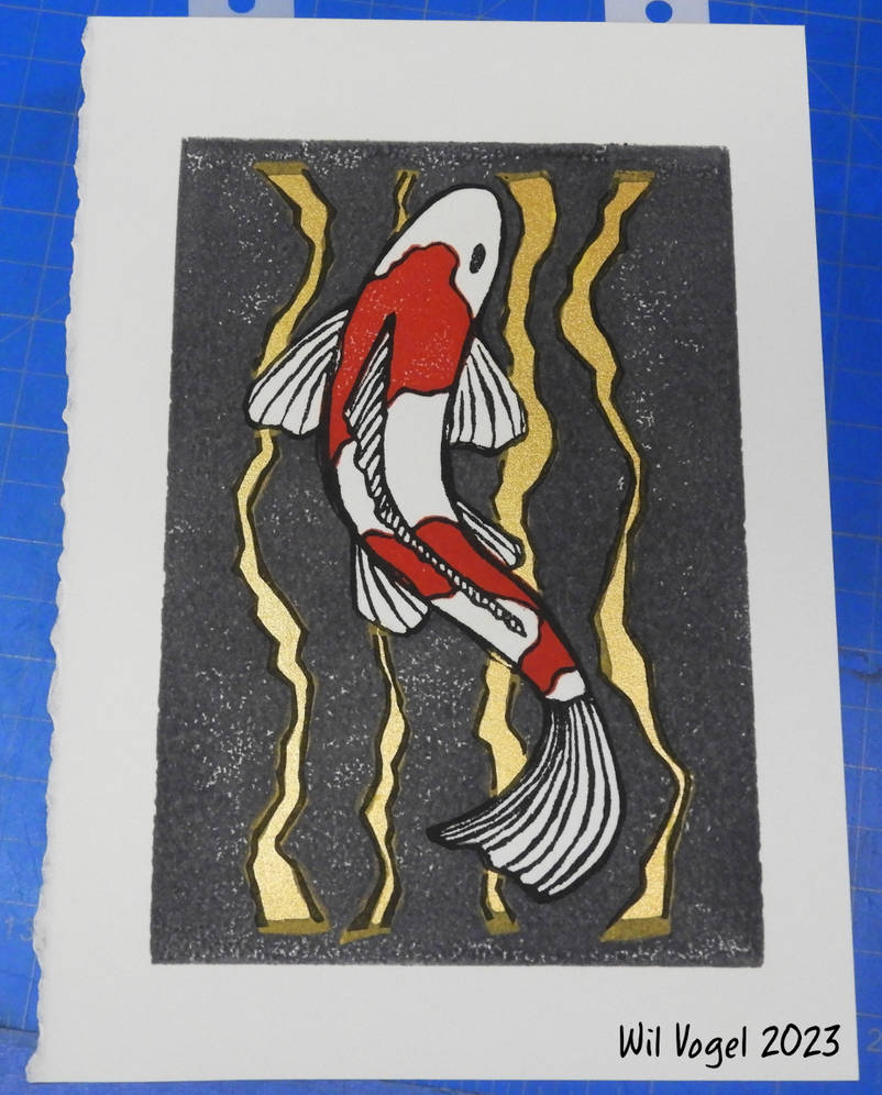 Koi Fish Linocut Print Complete By WilVogel On DeviantArt koi-fish-linocut-print-complete-by-wilvogel-on-deviantart