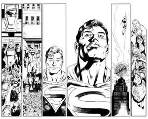 Inking practice - Superman (pencils by Ivan Reis)