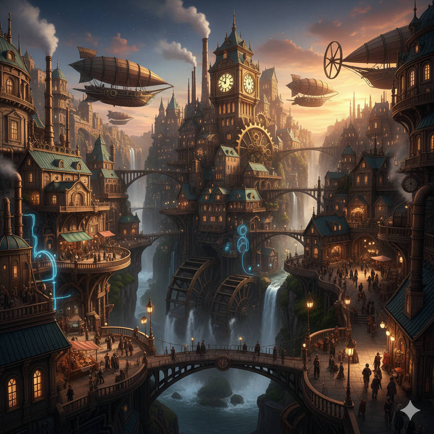 Magipunk fantastic steampunk city by vkshard on DeviantArt