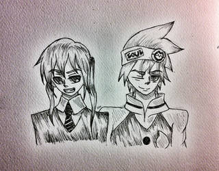 Maka Albarn and Soul Eater Evans from Soul Eater