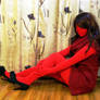 Girl in red zentai