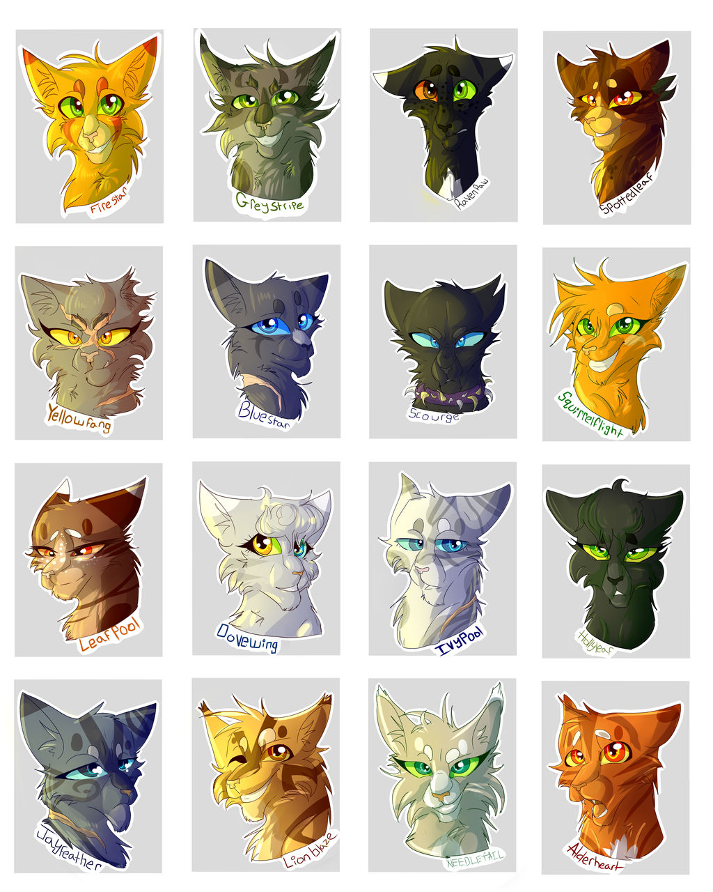 Warrior Cats Sticker Sheet - Villain cats
