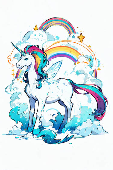 Unicorn under a rainbow - fuzzy poster by TealpandaArtifacts on DeviantArt