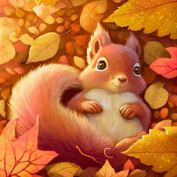 Squirrel in leaves 1