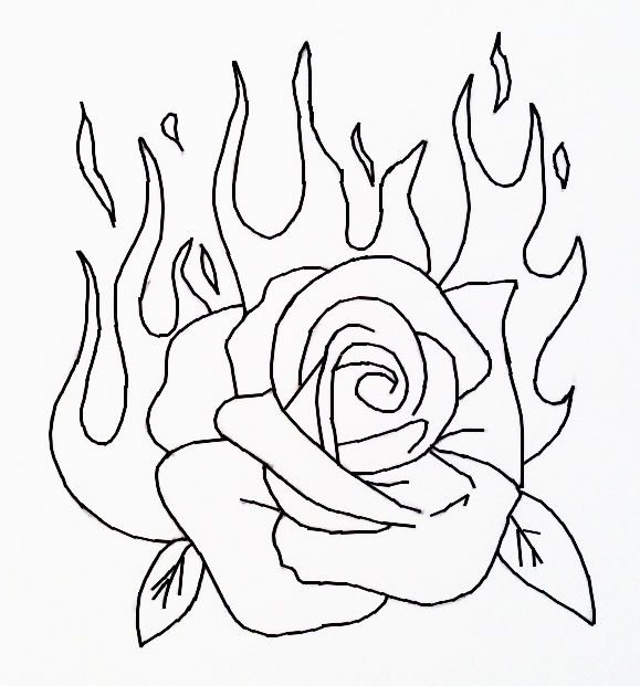 Drawings Of Flaming Roses