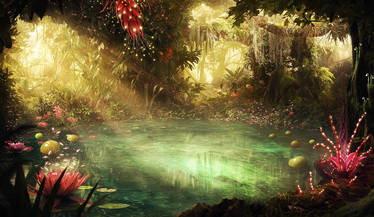 Mystical pond jungle