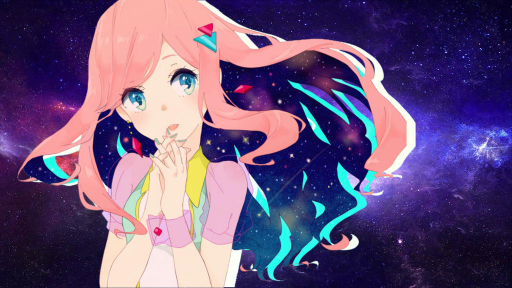 Galaxy Desktop Wallpaper Anime Girl Edit by LizzyWolfFire6 on DeviantArt