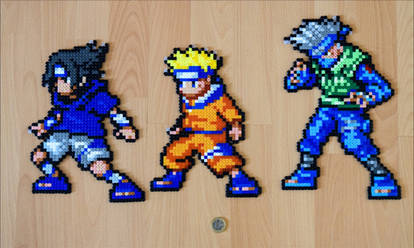 Kakashi, Sasuke + Naruto Bead Sprites