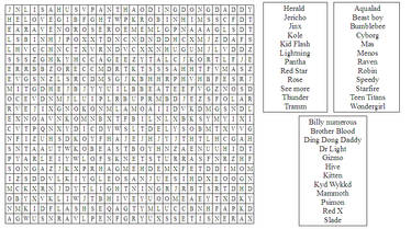 Teen Titans Wordsearch