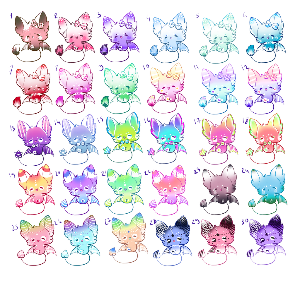 CHEAP/30 Cute Adoptable Bats/OPEN by Jennlevi