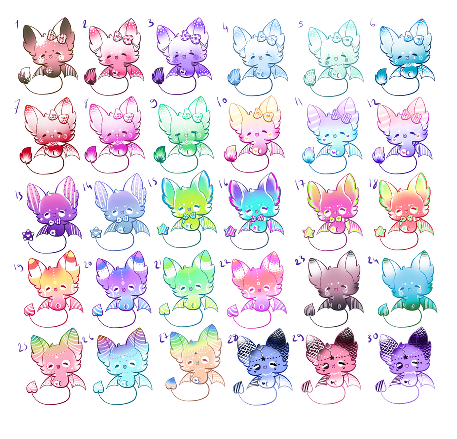 CHEAP/30 Cute Adoptable Bats/OPEN by Jennlevi