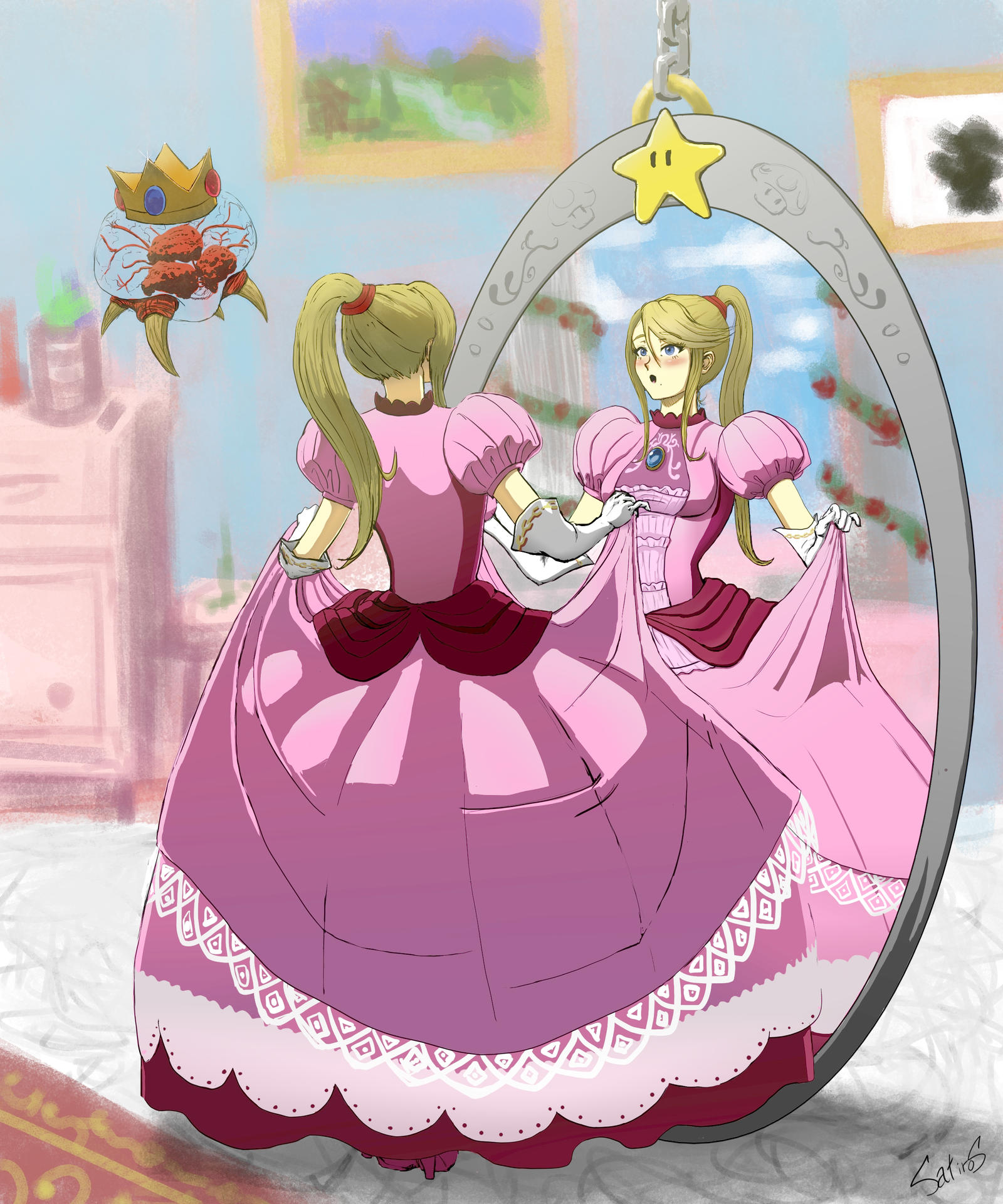 Samus in Princess Peach dress by SatiroS on DeviantArt