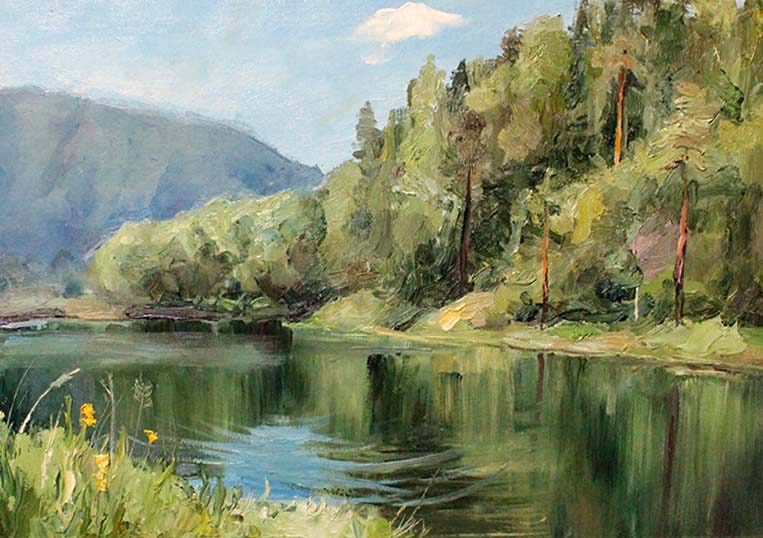 Etude. Pike lake. Canvas, oil