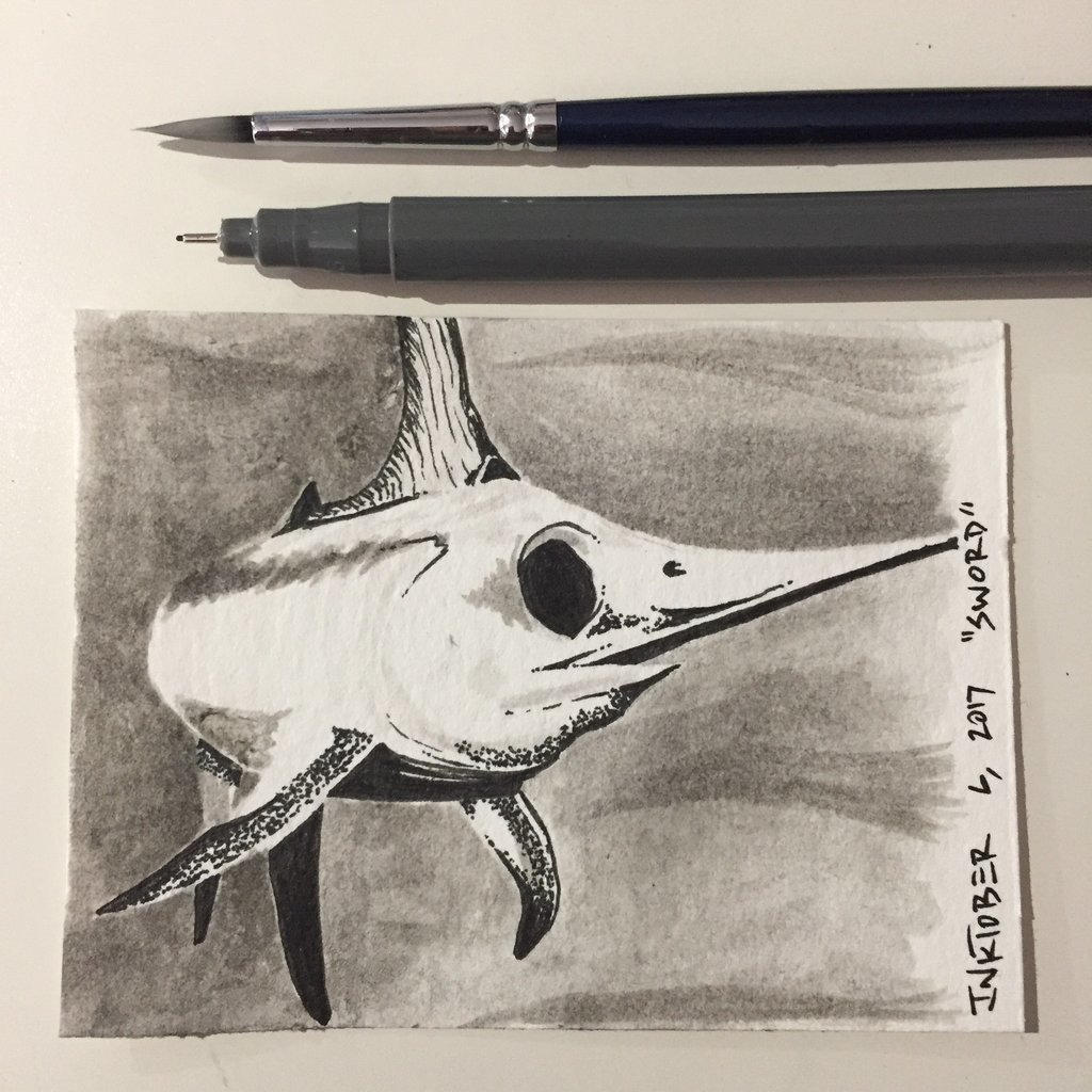 Inktober 6, 2017 'Sword' by vertseven