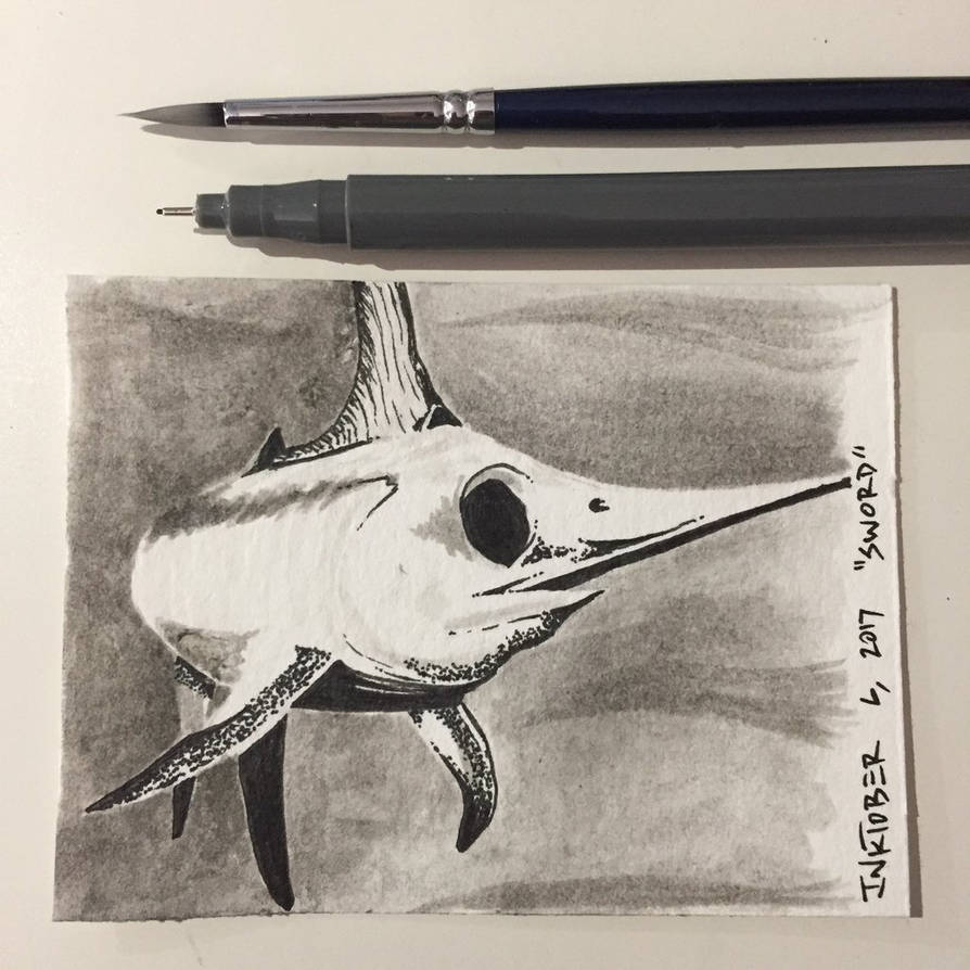 Inktober 6, 2017 'Sword' by vertseven