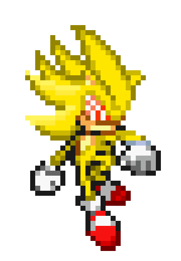 Legendary Fleetway Sonic Pixel Art by fnafan88888888