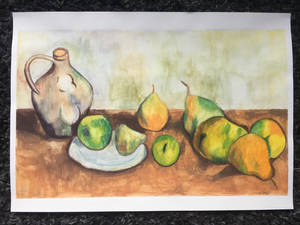 Cezanne: Pitcher and Fruit 