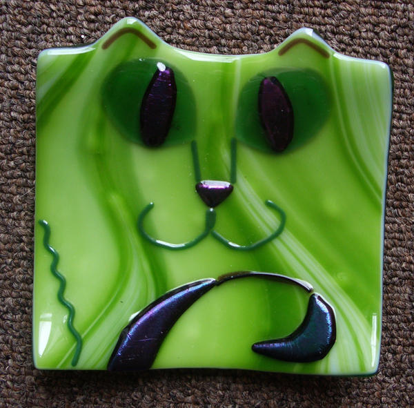 Fused Glass Cat Dish