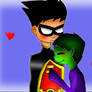 Beast Boy x Robin- Snuggles