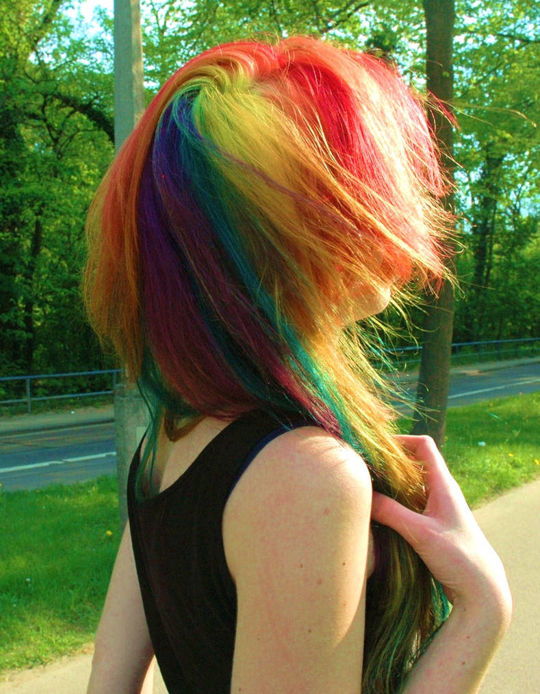 Rainbow hair.