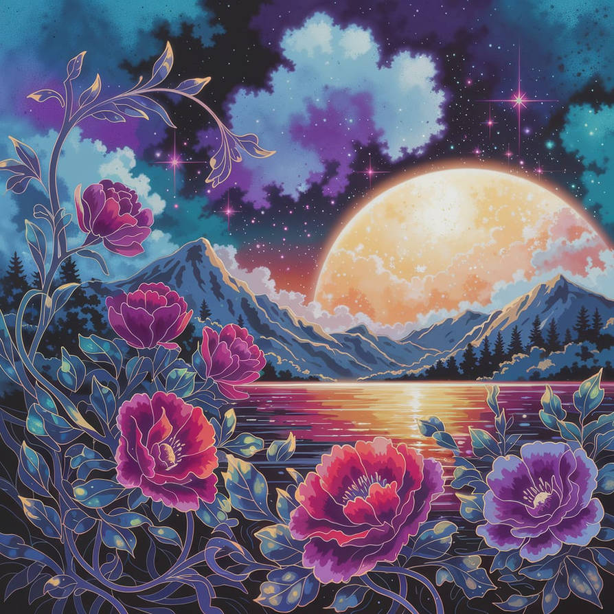 Sunset With Roses Fanatsy Kind Fantasy Sunset by mort-aux-arts on DeviantArt