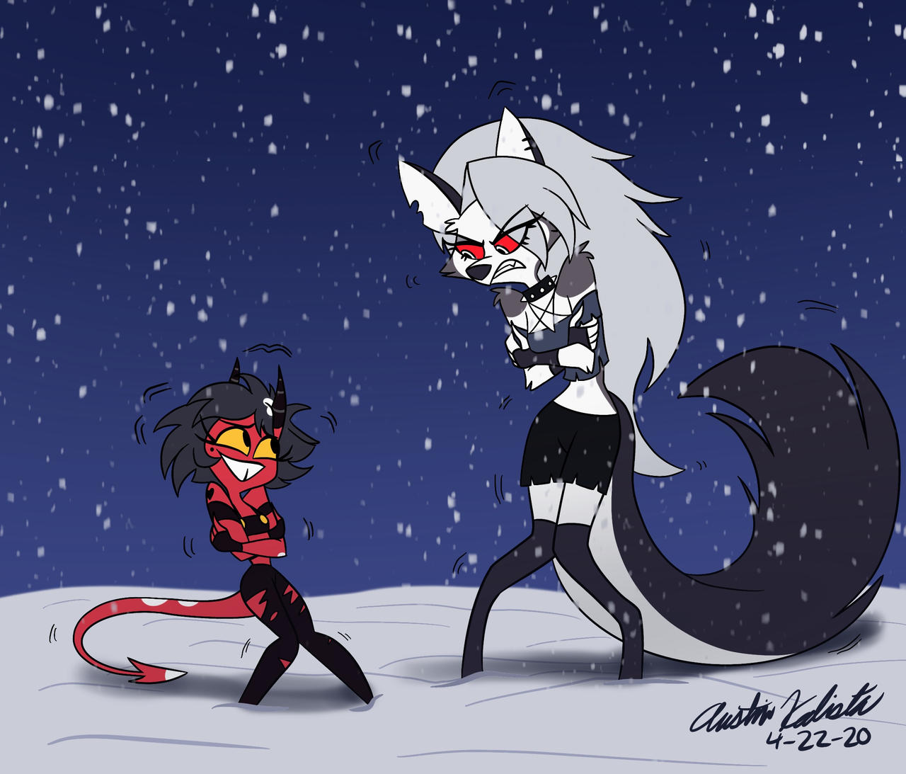 Millie and Loona in the Snow by AustinKalista on DeviantArt