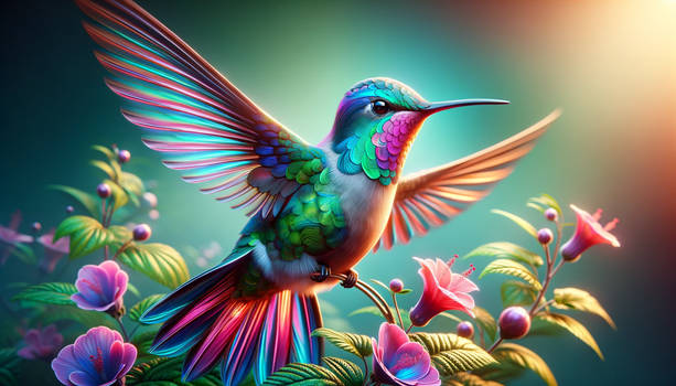 Hummingbird perched - Fun with AI