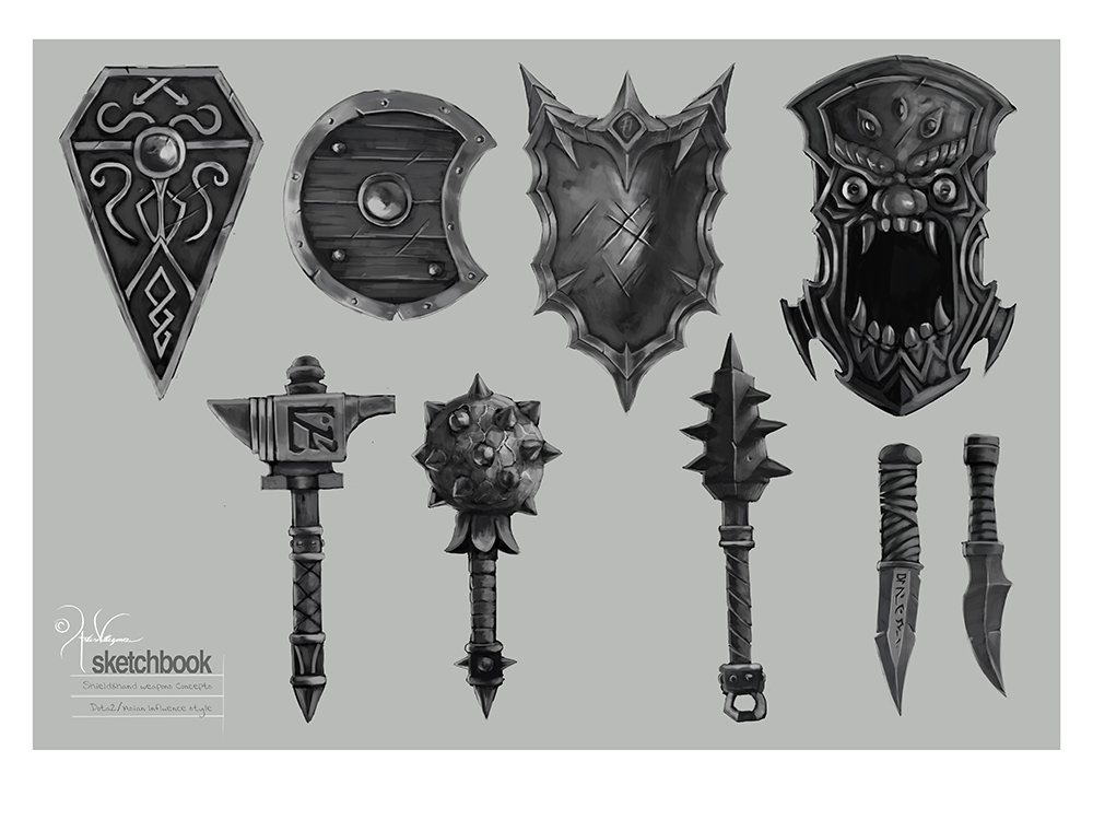 Shields and hand Weapons