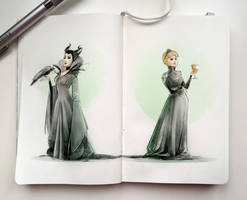 Notebook sketches | Maleficent and Cersei