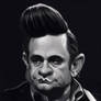 Johnny Cash caricature painting