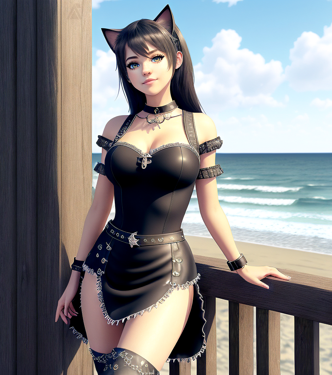 Catgirl on the Beach by Pawspite on DeviantArt