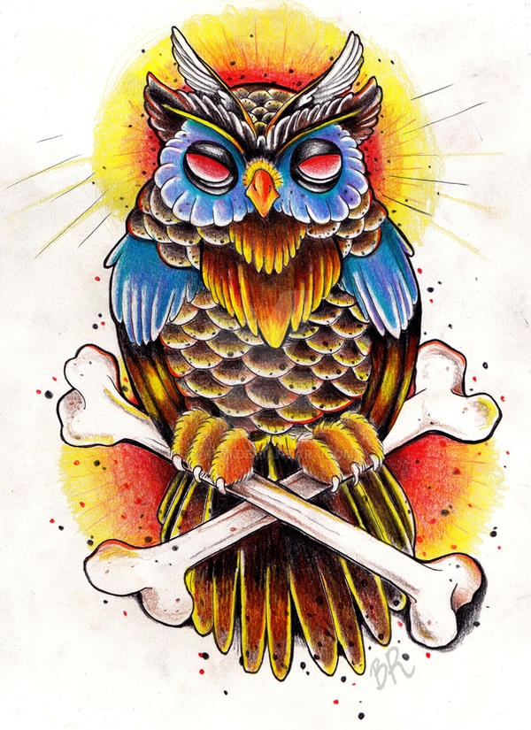 Old School Owl By Baitti On Deviantart