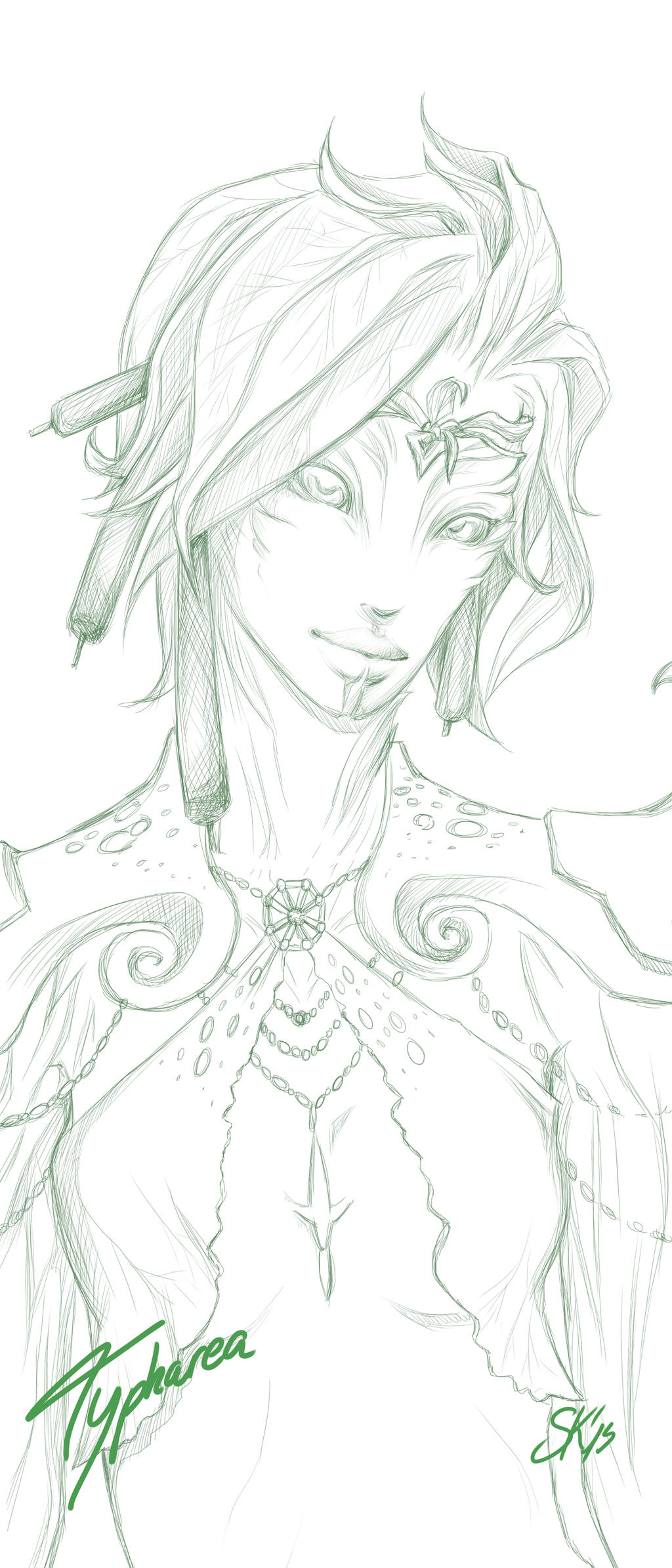 Portrait of a hero - GW2 - Typharea - Sketch