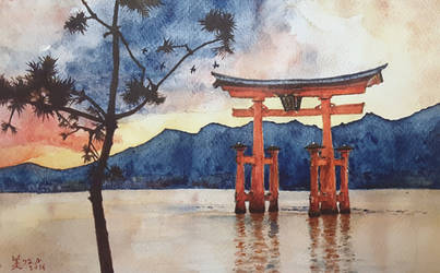 Miyajima's Great Torii at Sunset