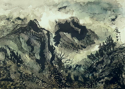 Inktober 2016 Day 9-10 (Chinese landscape)