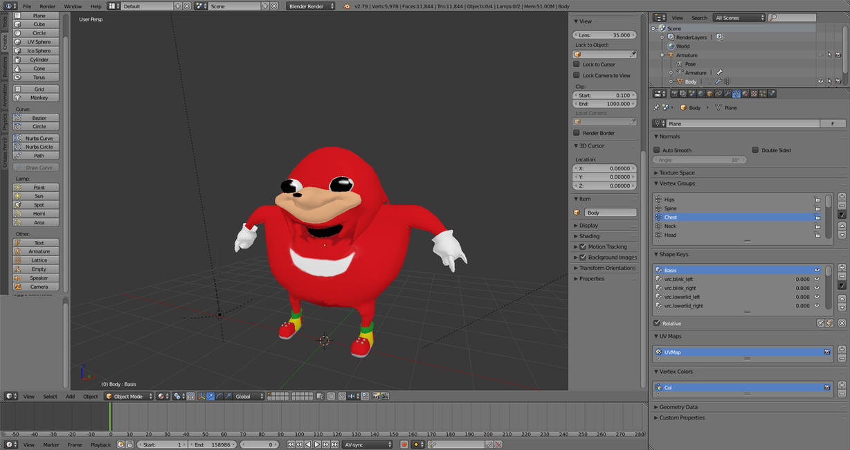 The Knuckles meme as a 3d model